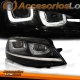 FAROS DELANTEROS CON DRL LED PARA VW GOLF VII, 11/12-17, TIPO U, Intermitente LED, fondo cromo. 