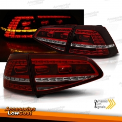 PILOTOS TRASEROS LED CON INTERMITENTE DINÁMICO PARA VW GOLF 7, 13-17, ROJO AHUMADO LOOK GTI