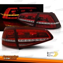 PILOTOS TRASEROS LED CON INTERMITENTE DINÁMICO PARA VW GOLF 7, 13-17, ROJO LOOK GTI