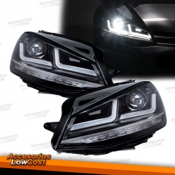 FAROS FULL LED PARA VW GOLF 7, 12-17, Look Cromo, ACTUALIZACION PARA HALÓGENO