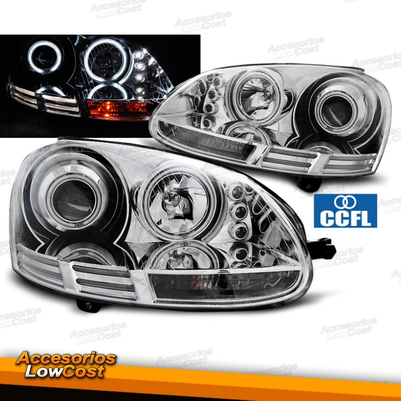 FAROS CCFL OJOS PARA VW GOLF V, 03-09, FONDO - Accesorios Low Cost