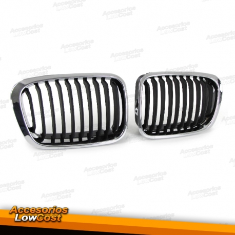 REJILLAS DELANTERAS CROMO NEGRO PARA BMW SERIE 3 E46 BERLINA (5/98-8/01).