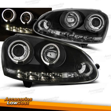 FAROIS ANGEL EYES  VW JETTA GOLF 5 MK V  03-08 FUNDO PRETO