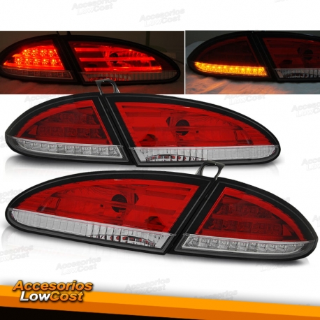 PILOTOS TRASEROS LED PARA SEAT LEON 1P. ROJO-CROMO.