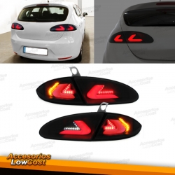 PILOTOS TRASEROS FULL LED PARA SEAT LEON 1P (04-09), LED LIGHTBAR AHUMADOS