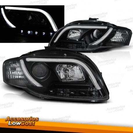 FAROIS COM LUZ DIURNA TFL / AUDI A4 B7 / 04-07 FUNDO PRETO