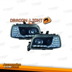 FAROS LED LUZ DIURNA RENAULT CLIO 1 92-97. FONDO NEGRO.