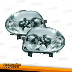 FAROS RENAULT CLIO, 98-01,HB3-H7, CRISTAL CLARO/CROMADO