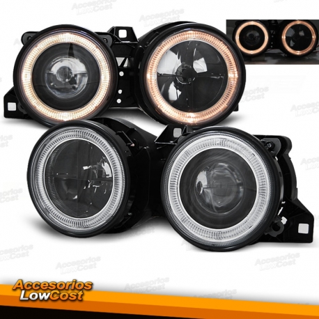 FAROS CON OJOS ANGEL BMW SERIE 3 E30 NEGRO