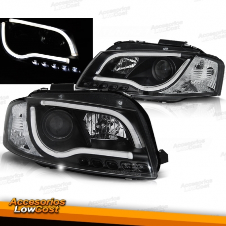 FAROIS COM LUZ DIURNA TFL / AUDI A3 8P / 03-08 FUNDO PRETO