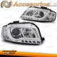 FAROIS COM LUZ DIURNA TFL / AUDI A3 8P / 03-08 FUNDO CROMADO