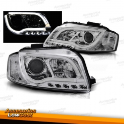 FAROS CON LUZ DIURNA TFL AUDI A3 8P. FONDO CROMO.