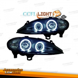 SET FAROS MEGANE, 99-02 H1+H1 PARA SISTEMA AUTORREGULACION DE FAROS, CRISTAL CLARO/ NEGRO