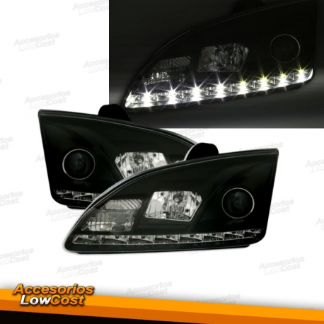 FAROIS FORD FOCUS MK2 LUZ DIURNA LED 5W. FUNDO PRETO