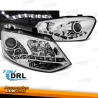 FAROS LUZ DIURNA LED PARA VW POLO, 10-14. CRISTAL CLARO/FONDO CROMO.