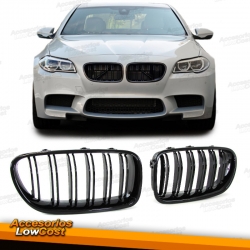 PARRILLA DEPORTIVA DOBLE LAMA PARA BMW Serie 5 F10 F11. NEGRO BRILLANTE.