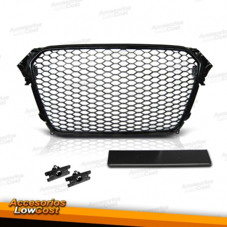 PARRILLA FRONTAL PARA AUDI A4 B8 08-11, CROMO-NEGRO, LOOK RS.