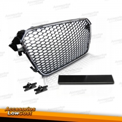 PARRILLA FRONTAL PARA AUDI A4 B8 08-11, CROMO-NEGRO, LOOK RS.