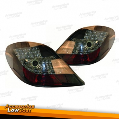 FAROLINS TRASEIROS LED / PEUGEOT 207 / 06-12 PRETOS ESCURECIDOS