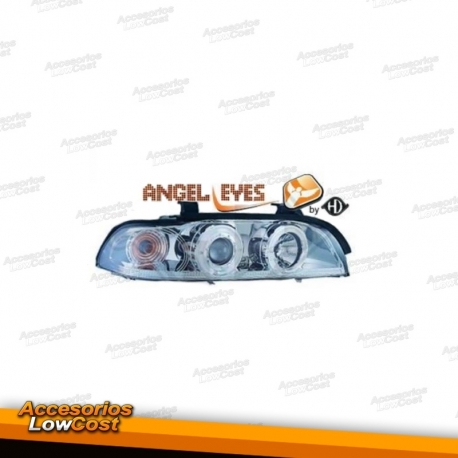 FARÓIS ANGEL EYES / BMW E39 / 95-00  FUNDO CROMADO