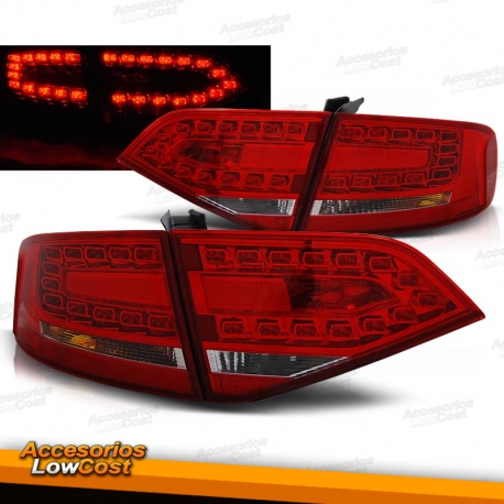 FAROLINS TRASEIROS LED / AUDI A4 B8 SEDAN / 08-11 VERMELHO BRANCO