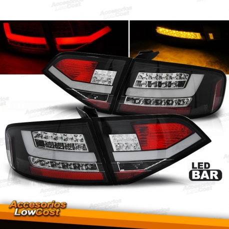 PILOTOS TRASEROS LED PARA AUDI A4 B8 SEDAN (12/07 A 2011), COLOR CROMO-NEGRO-ROJO