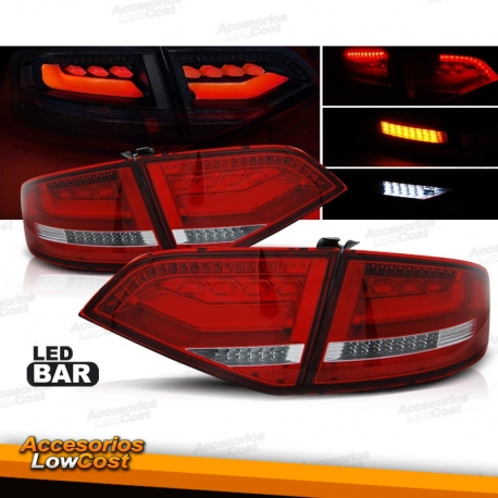 PILOTOS TRASEROS FULL LED PARA AUDI A4 B8 SEDAN (12/07 A 2011), COLOR ROJO-BLANCO