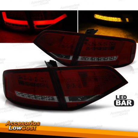 PILOTOS TRASEROS LED PARA AUDI A4 B8 SEDAN (08-11), COLOR ROJO-BLANCO AHUMADO