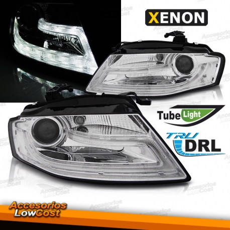 FAROS DELANTEROS AUDI A4 B8 08-11 LUZ DIURNA FONDO CROMO