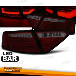 PILOTOS LED PARA AUDI A5 07-11, LIGHT BAR ROJO BLANCO AHUMADO