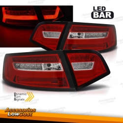 PILOTOS TRASEROS LED PARA AUDI A6 4F SEDAN (08-11), LED BAR ROJO BLANCO