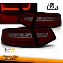 PILOTOS TRASEROS LED PARA AUDI A6 4F SEDAN (08-11), LED BAR ROJO BLANCO AHUMADO