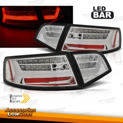 PILOTOS TRASEROS LED PARA AUDI A6 4F SEDAN (08-11), LED BAR CROMO