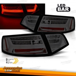 PILOTOS TRASEROS LED PARA AUDI A6 4F SEDAN (08-11), LED BAR CROMO AHUMADO