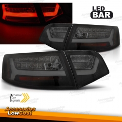 PILOTOS TRASEROS LED PARA AUDI A6 4F SEDAN (08-11), LED BAR CROMO NEGRO AHUMADO