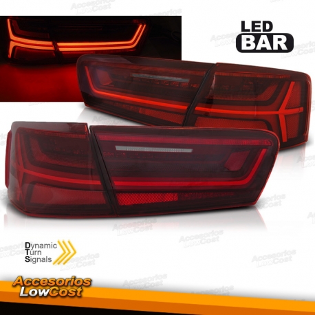 PILOTOS TRASEROS FULL LED PARA AUDI A6 4G SEDAN (11-14), LED BAR ROJO BLANCO