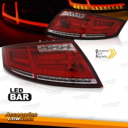 PILOTOS TRASEROS FULL LED CON INTERMITENTE DINÁMICO PARA AUDI TT (06-14), LED BAR FONDO ROJO BLANCO