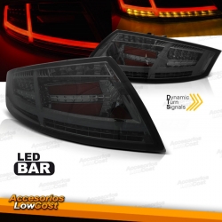 PILOTOS TRASEROS FULL LED CON INTERMITENTE DINÁMICO PARA AUDI TT (06-14), LED BAR, AHUMADO