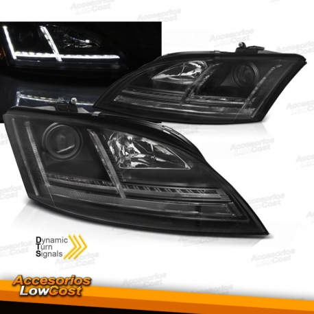 FAROS DELANTEROS CON LUZ DIURNA LED PARA AUDI TT 8J (06-10), H7+H1, CROMO