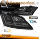 FAROS DELANTEROS CON LUZ DIURNA LED PARA AUDI TT 8J (06-10), H7+H1, CROMO