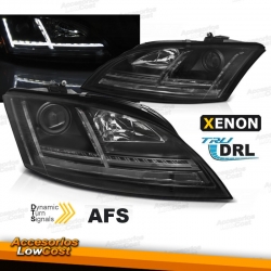 FAROS DELANTEROS XENON CON LUZ DIURNA LED E INTERMITENTE DINÁMICO PARA AUDI TT 8J (06-10) ASF, D1S+H1, FONDO CROMO