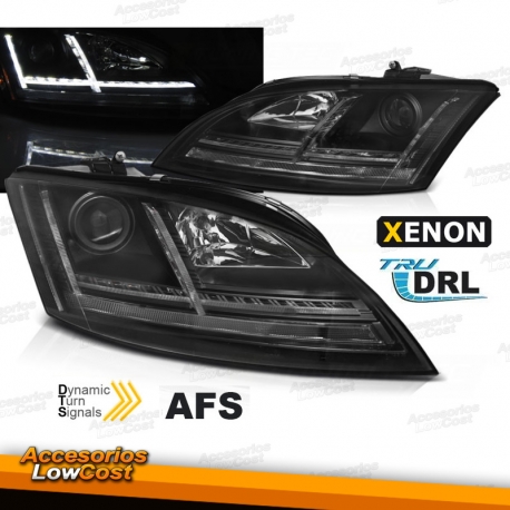 FAROS DELANTEROS CON LUZ DIURNA LED PARA AUDI TT 8J (06-10), H7+H1, CROMO