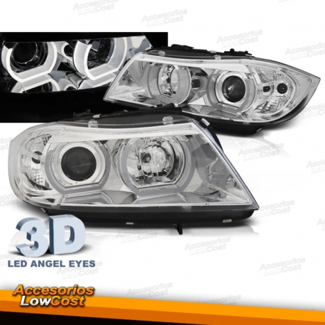 BMW E90/E91 03.2005/08.2008 FAROS ANGEL EYES "3D U-TYPE" CROMADOS