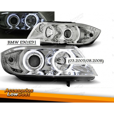 BMW E90/E91 03.2005/08.2008 FAROS ANGEL EYES CCFL CROMADOS