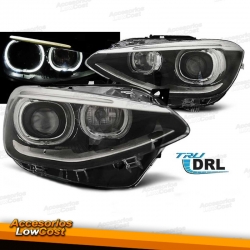 FAROS BMW SERIE 1 F20/21 OJOS DE ANGEL LED FONDO NEGRO