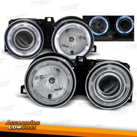 FAROS OJOS DE ANGEL BMW SERIE 3 E30 82-94 FONDO NEGRO