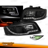 FAROS DELANTEROS CON LUZ DIURNA LED PARA AUDI A4 B6 (00-04), FONDO NEGRO