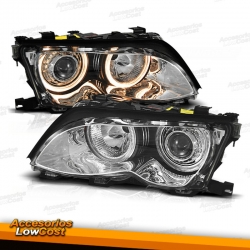 FAROIS ANGEL EYES CCFL / BMW E46 BERLINA / 01-05 FUNDO CROMADO