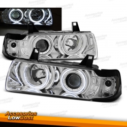 FARÓIS ANGEL EYES CCFL BMW SERIE 3 E36 COUPE + CABRIO 92-99  CROMADO