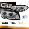 FAROS XENON CON OJOS DE ANGEL LED 3D PARA BMW F10/F11 (2010-07/2013), INTERMITENTE LED DINÁMICO, FONDO CROMO